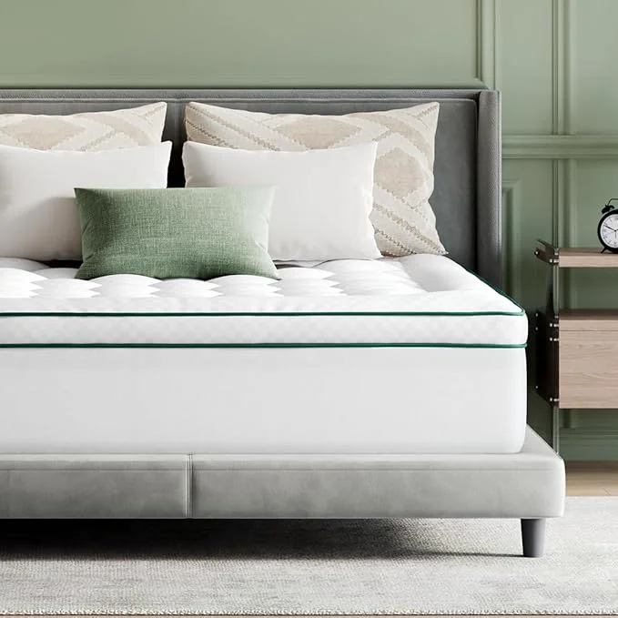 Enhanced Novilla Queen Mattress Topper Extra Thick Pillow Top – Overfilled Hotel Luxury Mattress Pad Cover for Back Pain Relief Breathable Fluffy Down Fill 8-21 Deep Pocket Green-White Proven