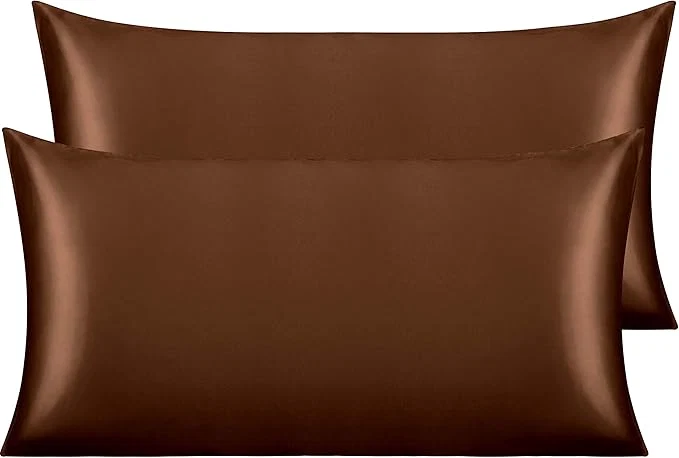 Trusted NTBAY 2 Pack Satin King Pillowcases for Hair and Skin Luxurious and Silky Pillow Cases with Envelope Closure 20×36 Inches Brown Solid