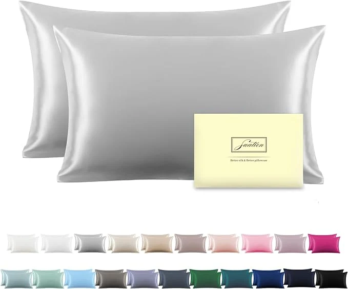Secure Silk Pillow Cases 2 Pack Soft Breathable and Sliky King Size Pillow Cases Set of 2 Natural Mulberry Silk Pillowcase Set of 2 for Hair and Skin with Hidden Zipper Silver Grey 20 quot X 36 quot 2pcs Innovative