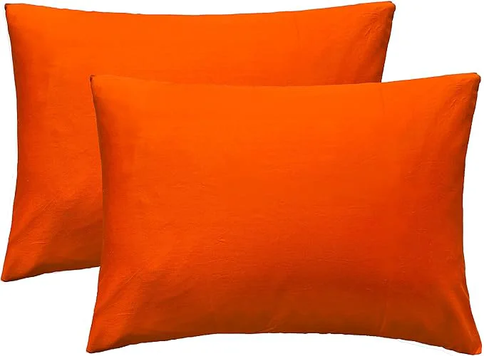 Fashionable iMaylex Soft Egyptian Cotton Zipper Closure Pillowcases Cozy and Lightweight Pillow Case Set of 2 Orange Queen 20 quot x 30 quot