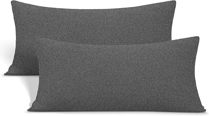 Comfortable 2-Pack Stretch Pillow Cases – Jersey Knit amp Ultra Soft Envelope Closure Pillowcases T-Shirt Like Microfiber Blend – Suitable for 20×36 20×40 King Size Set of 2 Hemp Gray Practical