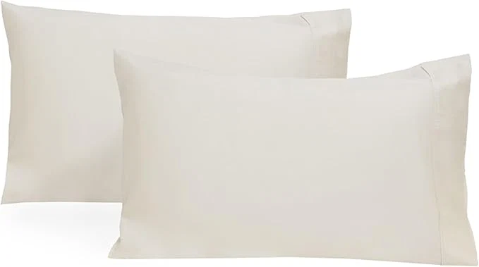 Environmentally Friendly Organic Cotton Standard Size Pillowcases – Off-White GOTS 400 Thread Count 21 quot x30 quot Unbleached Dye- All Natural Cotton Pillow Cases Off-White Standard Size – Set of 2 Selected
