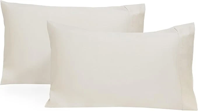 Fine Organic Cotton Ivory King Pillowcases – GOTS Organic Cotton Chemical- 400 Thread Count Unbleached Undyed Hypoallergenic 21 quot x40 quot Cooling King Size Pillowcases Ivory – King Secure