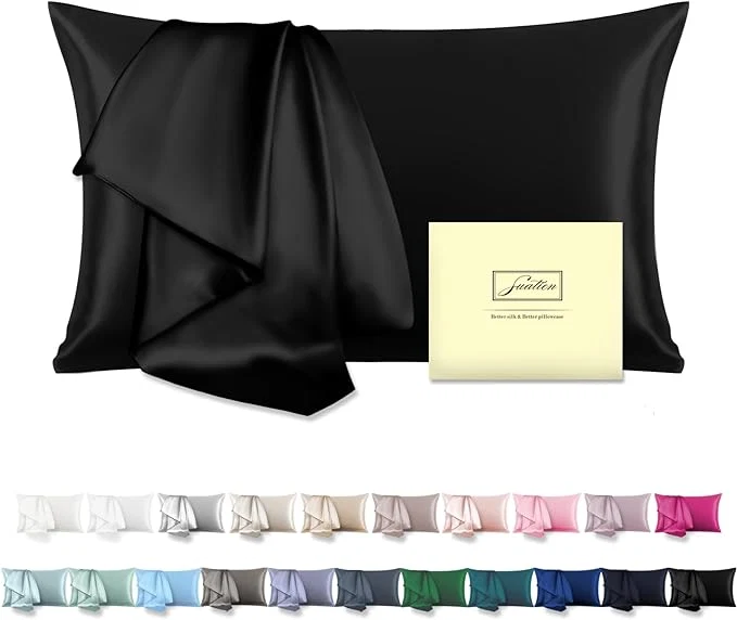 Dependable Mulberry Silk Pillowcase for Hair and Skin Standard Size 20 quot X 26 quot Pillow Case with Hidden Zipper Soft Breathable Smooth Cooling Silk Pillow Covers for Sleeping Black Standard 1Pcs Outstanding