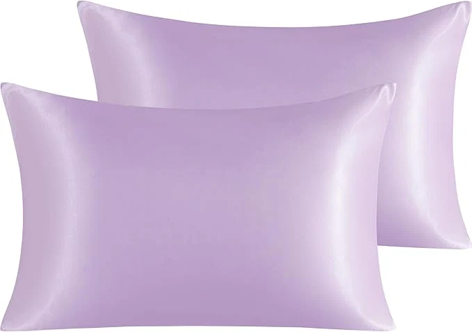 Practical NTBAY 2 Pack Satin Queen Pillowcases for Hair and Skin Luxurious and Silky Pillow Cases with Envelope Closure 20×30 Inches Light Purple Verified