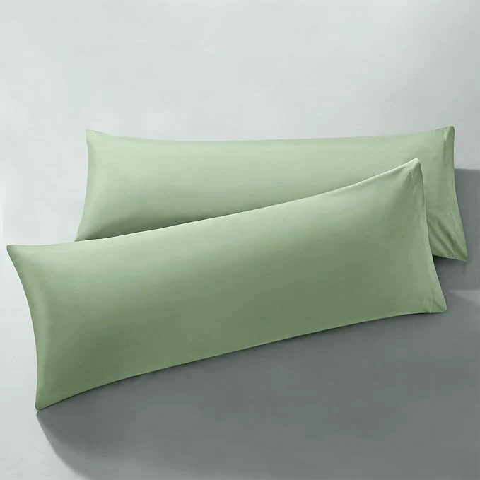 Breathable MILVOWOC 2Pcs Brushed Microfiber Body Pillowcases – 20 x 55 Inch Sage Green Pillow Case Set Soft Non Slip Envelope Pillow Cover with Moisture Absorption and Anti-Wrinkle Machine Washable Professional