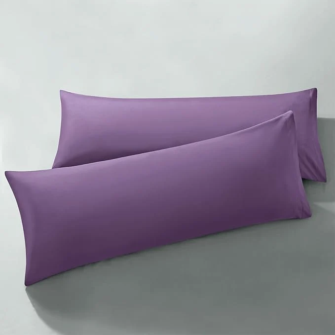 Detailed MILVOWOC 2Pcs Brushed Microfiber Body Pillowcases – 20 x 55 Inch Purple Pillow Case Set Non Slip Envelope Pillow Cover with Moisture Absorption and Anti-Wrinkle Machine Washable Smart