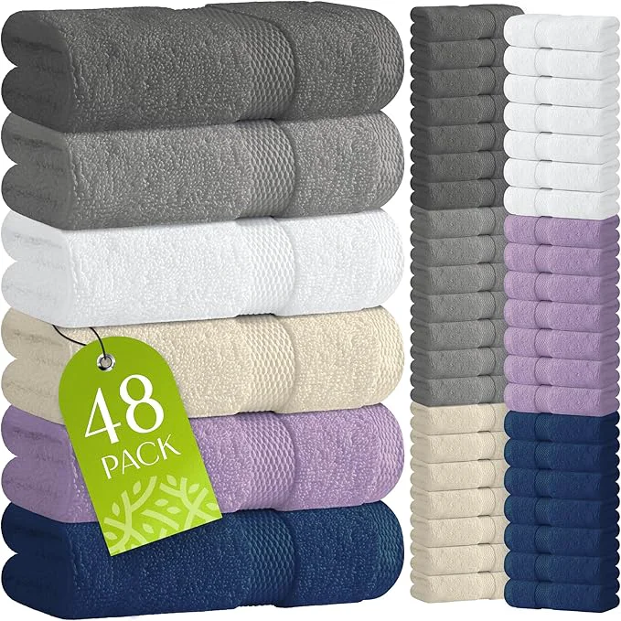 World-Class White Classic Wealuxe Multi Washcloths 48 Pack Lightweight