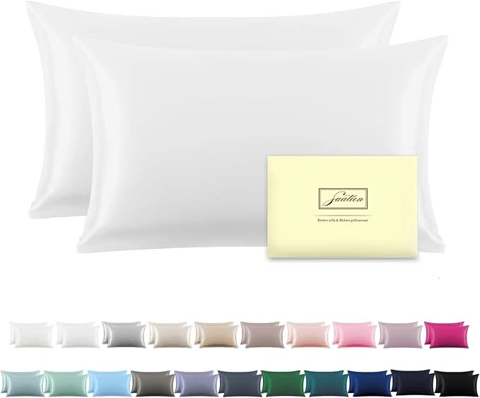 Trusted Silk Pillow Cases 2 Pack Soft Breathable and Sliky Standard Size Pillow Cases Set of 2 Natural Mulberry Silk Pillowcase Set of 2 for Hair and Skin with Hidden Zipper White 20 quot X 26 quot 2pcs Expertly Made