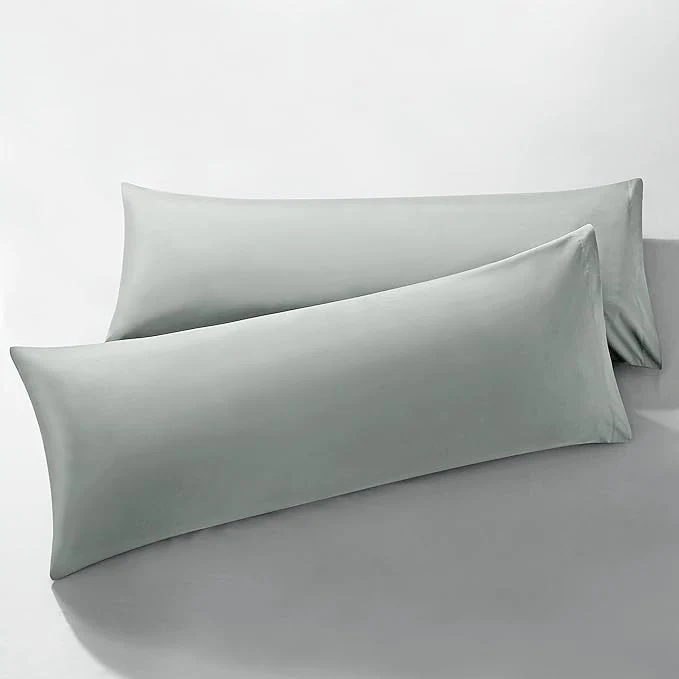 Fashionable MILVOWOC 2Pcs Brushed Microfiber Body Pillowcases – 20 x 48 Inch Silver Pillow Case Set Non Slip Envelope Pillow Cover with Moisture Absorption and Anti-Wrinkle Unique
