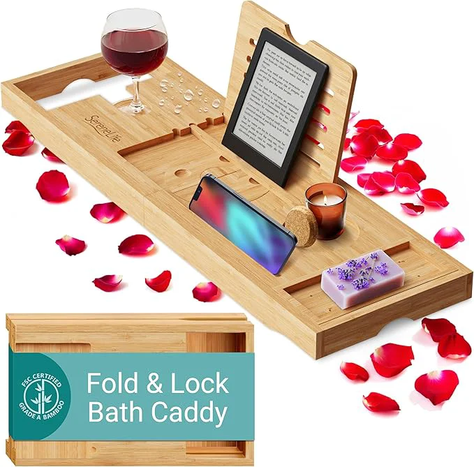 Official SereneLife Premium Bathtub Tray Caddy Clean