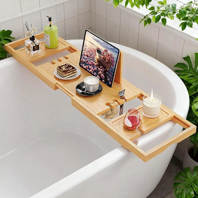 Reliable Bathtub Tray Bath Tray for Tub Bath Tub Tray Wood Bath Caddy Tray for Bathtub Elegant