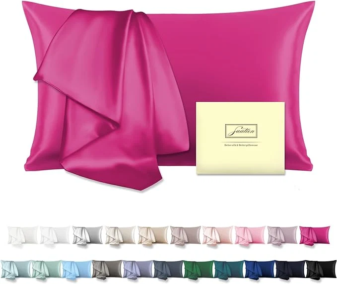 Smart Mulberry Silk Pillowcase for Hair and Skin Standard Size 20 quot X 26 quot Pillow Case with Hidden Zipper Soft Breathable Smooth Cooling Silk Pillow Covers for Sleeping Hot Pink Standard 1Pcs Prestigious