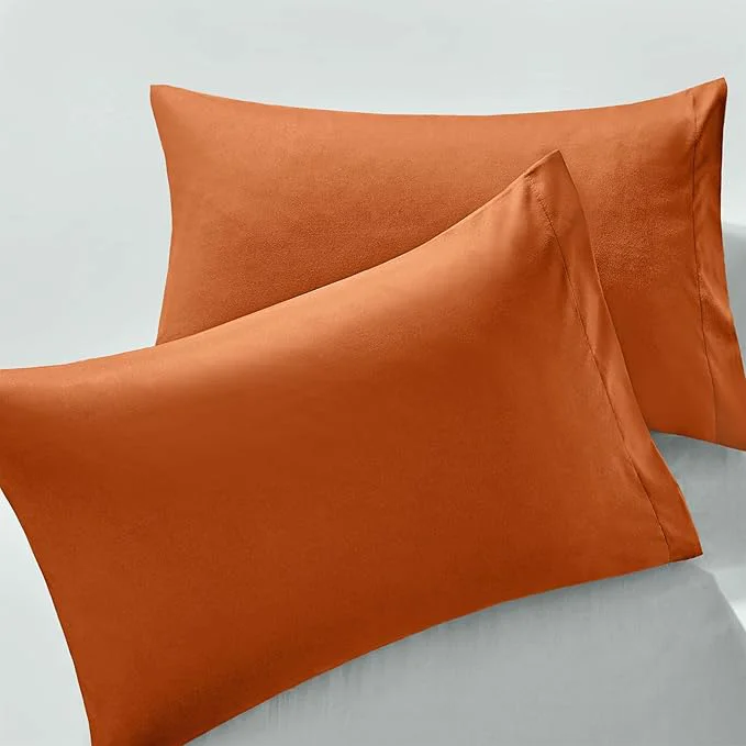 Unique MILVOWOC 2Pcs Brushed Microfiber Standard Pillowcases – 20 x 26 Inch Burnt Orange Pillow Case Set Non Slip Envelope Pillow Cover with Moisture Absorption and Anti-Wrinkle Lightweight