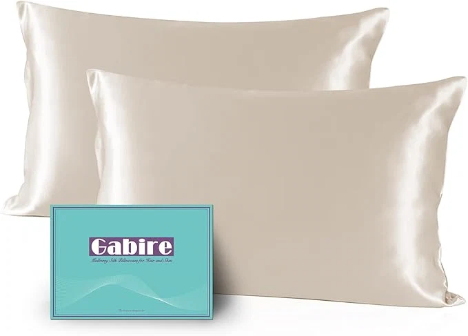 Comfortable Mulberry Silk Queen Size Pillow Cases Set of 2 Ultra Smooth Soft Cooling Organic Silk Pillowcases with Hidden Zipper Prevent Acne Silk Pillow Cases 2 Pack Queen 20 quot ×30 quot Beige Long-Lasting