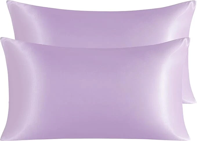 Powerful NTBAY 2 Pack Satin King Pillowcases for Hair and Skin Luxurious and Silky Pillow Cases with Envelope Closure 20×36 Inches Light Purple Safe