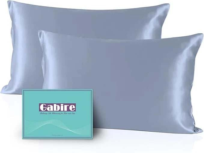 Sophisticated Mulberry Silk Pillowcases Set of 2 Both Sides Silk Pillowcase for Hair and Skin Cool Pillowcase Organic Silk Pillowcase 2 Pack with Hidden Zipper Dusty Blue Standard 20 quot ×26 quot Stylish