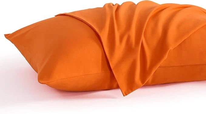 Modern NTBAY Queen Pillow Cases Set 2 Pack Brushed Microfiber 20×30 Inches Soft Wrinkle Fade Stain Resistant Orange Pillow Cases with Envelope Closure First-Class