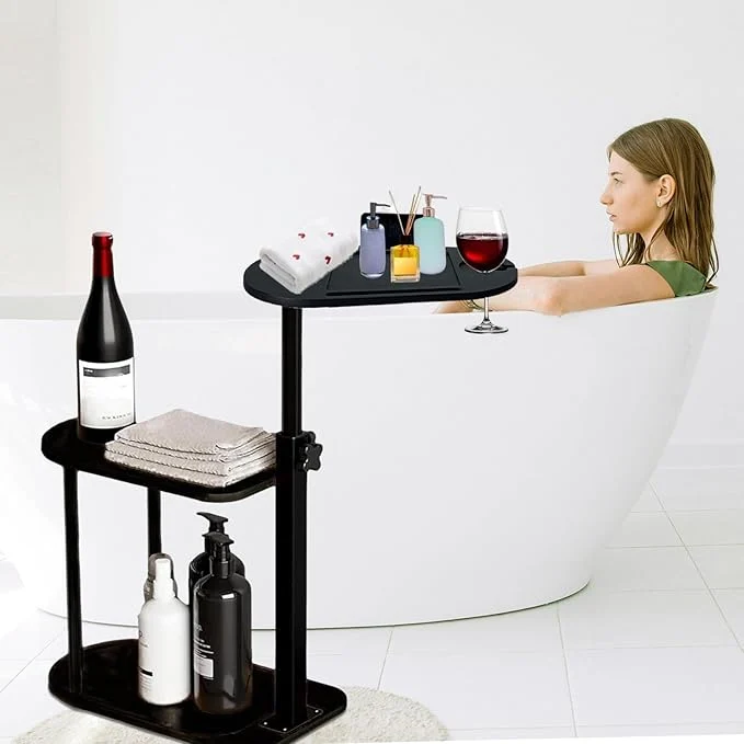 Optimized 3 Layer Bathtub Tray Table Bamboo Swivel Bathtub Side Table Height Adjustable Crafted