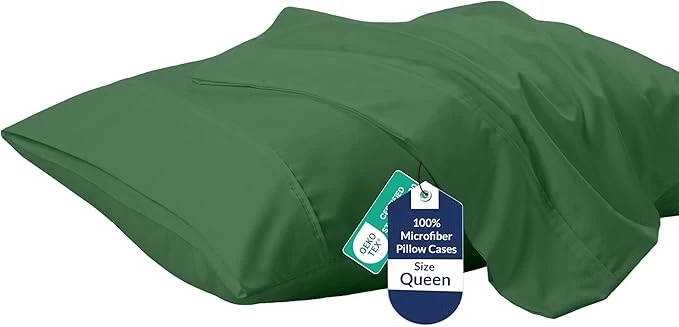 Convenient Royale Linens Queen Pillowcase Set of 2 – Bed Pillow Cover – 20 quot x 30 quot – Pillowcases – 1800 Brushed Microfiber Wrinkle amp Fade Resistant – Soft amp Cozy- Queen Size Pillow Case Hunter Green Smooth