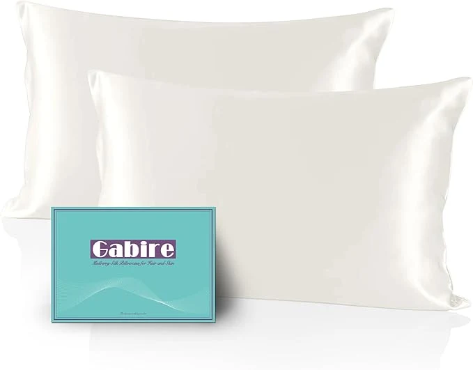 Smooth Mulberry Silk Pillow Cases Set of 2 Both Sides Silk Pillowcase for Hair and Skin Prevent Acne Pillowcase Organic Silk Pillow Cases 2 Pack with Hidden Zipper Ivory Standard 20 quot ×26 quot Practical