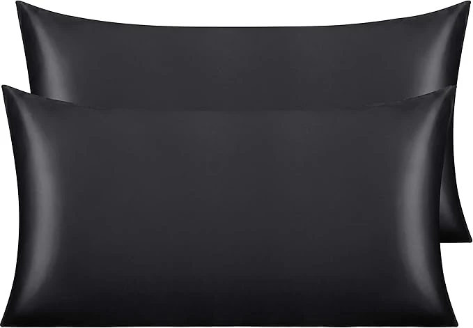 Lightweight NTBAY 2 Pack Satin King Pillowcases for Hair and Skin Luxurious and Silky Pillow Cases with Envelope Closure 20×40 Inches Black Efficient