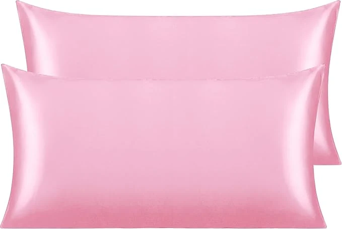 Certified NTBAY 2 Pack Satin King Pillowcases for Hair and Skin Luxurious and Silky Pillow Cases with Envelope Closure 20×36 Inches Pink User-Friendly
