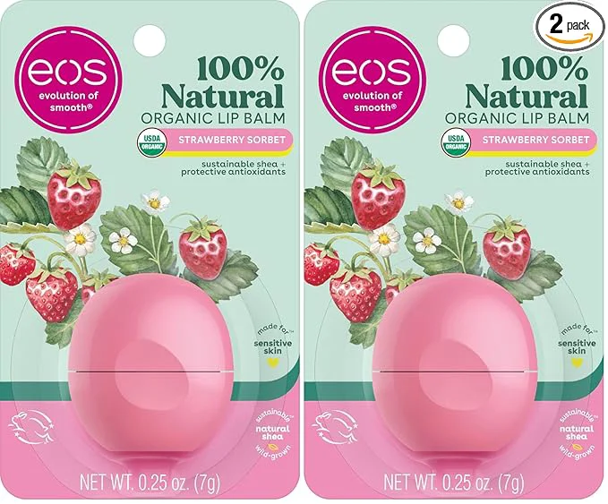 Trusted eos Natural Organic Lip Balm- Strawberry Sorbet All-Day Moisture Original