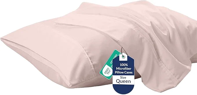 Exceptional Royale Linens Queen Pillowcase Set of 2 – Bed Pillow Cover – 20 quot x 30 quot – Pink Pillowcases – 1800 Brushed Microfiber Wrinkle amp Fade Resistant – Soft amp Cozy- Queen Size Pillow Case Pink Reusable