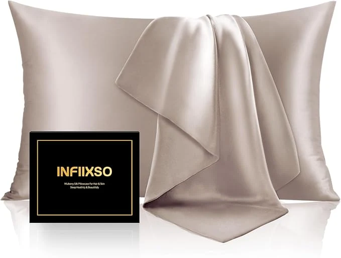 Secure INFIIXSO Mulberry Silk Pillowcase for Hair and Skin Silk Pillow Cases Queen Size with Hidden Zipper 20×30 Inches Smooth and Soft Cooling Pillow Cases for Hot Sleepers Caramel 1 Pack Dependable