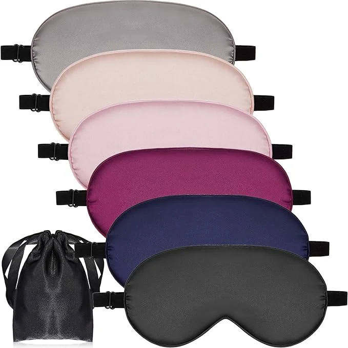Relaxed 6 Pieces Natural Silk Sleep Mask Soft Eye Mask Adjustable Strap Blindfold Authentic