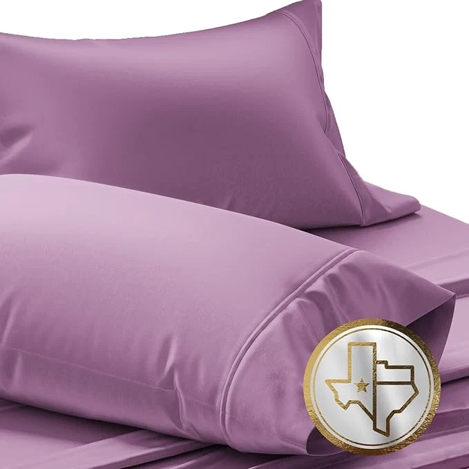 Powerful TEXAS LINEN CO. Luxury Egyptian Cotton King Pillow Cases Set of 2 – High Thread Count Pillowcases for Sleeping Silky Soft Cooling Pillow Cover Extra Long Staple Hotel Quality Pillowcases – Plum Carefully Designed