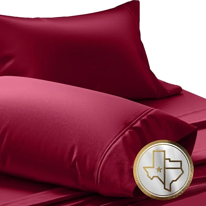 Specialty TEXAS LINEN CO. Egyptian Cotton Standard Queen Size Pillow Cases Set of 2-1000 Thread Count Pillow Cover – Breathable amp Cooling Burgundy Pillowcases Set of 2 for Standard Queen Pillows Carefully Designed
