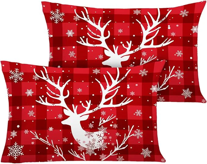 Advanced YIYEA Christmas King Size Pillow Cases Set of 2 Ultra Soft Double Brushed Microfiber Pillowcases King Christmas Bed Pillow Covers Fade Resistant Easy Slip-On 20 quot x36 quot Casual