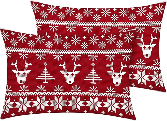 Original Design YIYEA Christmas Standard Pillow Cases Set of 2 Ultra Soft Double Brushed Microfiber Pillowcases Standard Christmas Reindeer Bed Pillow Covers Fade Resistant Easy Slip-On 20 quot x26 quot Exclusive