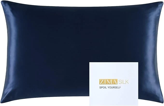 Eco-Friendly ZIMASILK 25 Momme Pure Mulberry Silk Pillowcase for Hair and Skin Care Highest Grade 6A Pillow Cases for Women Long-Lasting Durablity Gift for Women Men 1Pc Queen 20 quot x30 quot Navy Blue Sophisticated