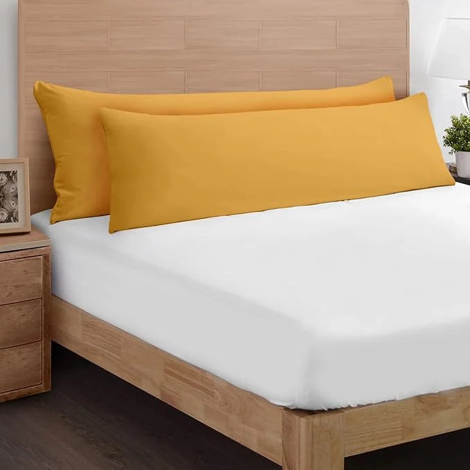 Breathable YIYEA Body Pillow Cover Set of 2 Ultra Soft 1800TC Hotel Quality Double Brushed Microfiber Body Pillow Pillowcases Envelope Closure Fade Resistant 20 quot x54 quot Yellow Exclusive
