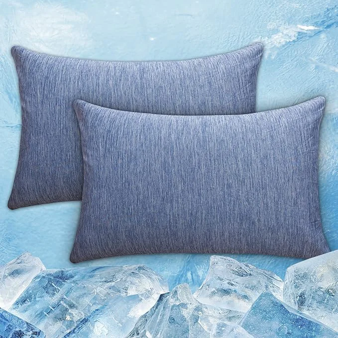 Solid CHOSHOME Cooling Pillow Cases Zipper Pillow Covers Q-Max gt 0.45 Zippered Pillowcases for Hot Sleepers Soft Breathable Skin-Friendly 2 Pack King 20 quot x36 quot Blue
