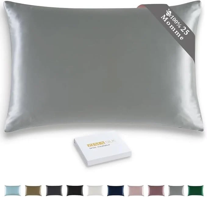 World-Class ZIMASILK 25 Momme Pure Mulberry Silk Pillowcase for Hair and Skin Care Highest Grade 6A Pillow Cases for Women Long-Lasting Durablity Gift for Women Men 1Pc Standard 20 quot x26 quot Iron Gray High-End