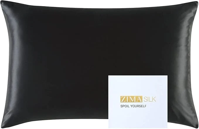 Verified ZIMASILK 25 Momme Pure Mulberry Silk Pillowcase for Hair and Skin Care Highest Grade 6A Pillow Cases for Women Long-Lasting Durablity Gift for Women Men 1Pc King 20 quot x36 quot Black Soft