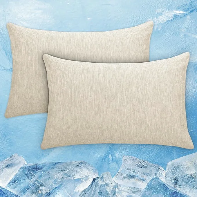 Certified CHOSHOME Cooling Pillow Cases Zipper Pillow Covers Q-Max gt 0.45 Zippered Pillowcases for Hot Sleepers Soft Breathable Skin-Friendly 2 Pack King 20 quot x36 quot Beige Effective
