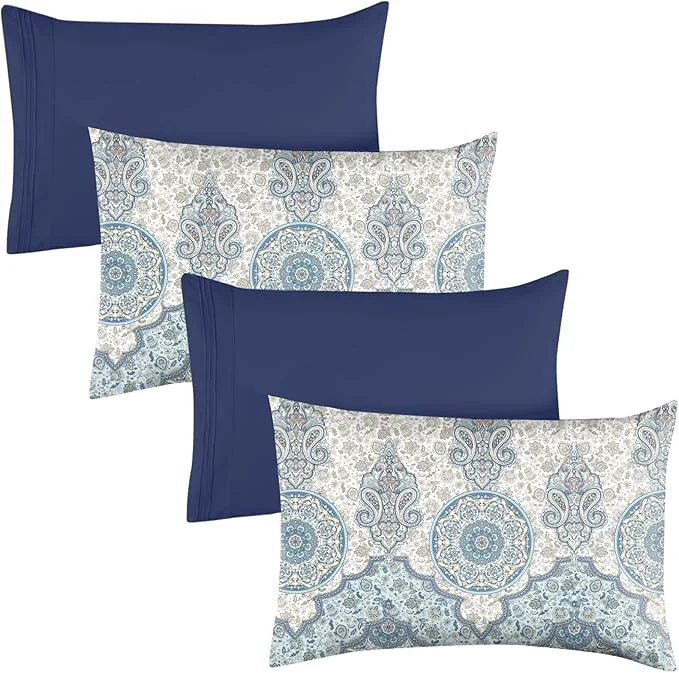 Easy-to-Use YIYEA King Size Pillow Cases Set of 4 Ultra Soft 1800TC Hotel Quality Double Brushed Microfiber Embroidered Pillowcases and Boho Pillow Covers Envelope Closure Fade Resistant 20 quot x36 quot Refined