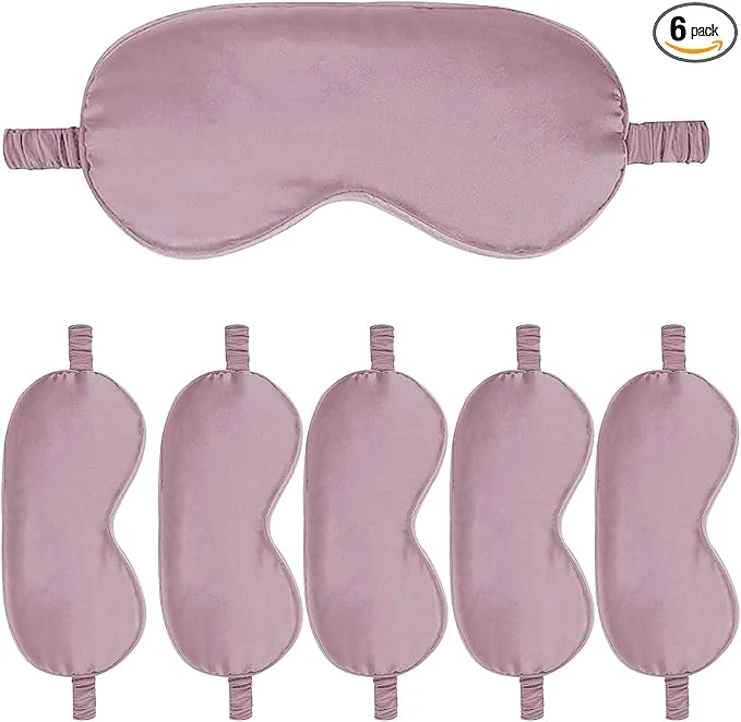 Solid 6PACK Silk Sleep Mask Satin Eye Masks Blackout Silky Eyeshade Cover Soft User-Friendly