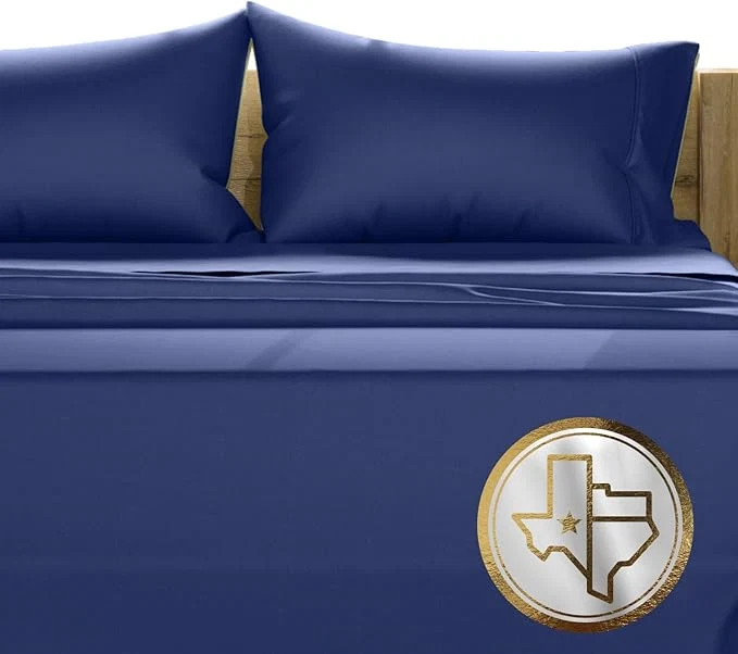 Innovative Texas Linen Co. Egyptian Cotton King Size Sheets Set – Luxury 1500 Thread Count Egyptian Cotton Sheets King Size 17 quot Deep Pocket Soft Cooling Sateen Weave Hotel Quality Bedding Set – Navy Blue Lightweight