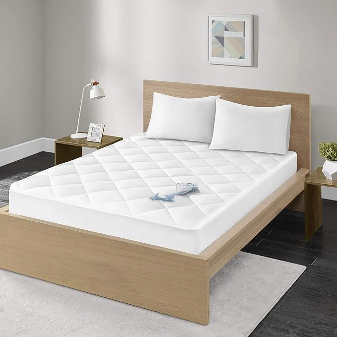 Consistent Madison Park King Mattress Protector Pad Waterproof Bed Cover Breathable 300TC Sateen Cotton Diamond Quilted Topper Quiet Nights Fitted Pocket Fits Up to 18 Inch Machine Washable White Classic