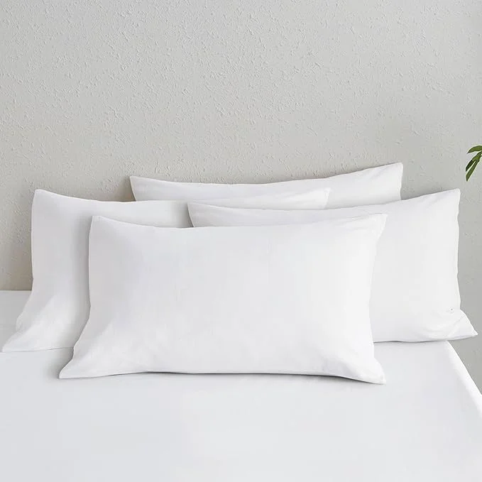 Effective MooMee Bedding Pillowcases Pack of 4 Washed Cotton Linen Like Textured Breathable Durable Soft Comfy Solid Off White King Trusted