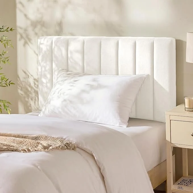 Unique Hearth amp Harbor Wall Mounted Twin Headboard Only Bed Headboard Twin Size Easy Assemble Floating Peel amp Stick Upholstered Channel Stitched 3D Wall Panels 5 Strips of 3M Tape Included Off White Certified