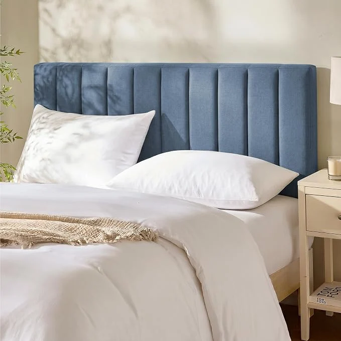 Smooth Hearth amp Harbor Wall Mounted King Headboard Only Bed Headboard King Size Easy Assemble Floating Peel and Stick Upholstered Channel Stitched 3D Wall Panels 5 Strips of 3M Tape Included Blue Certified