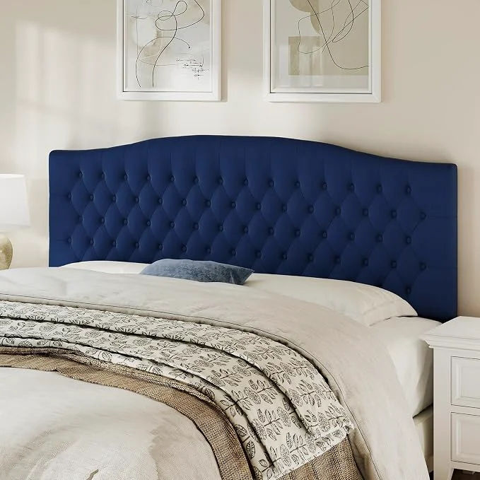 Fine Crafted King Headboard Only Upholstered Headboard King Size for Adjustable Bed Velvet Tufted Wall Mounted Head Board with Solid Wood Legs Navy Blue Exclusive