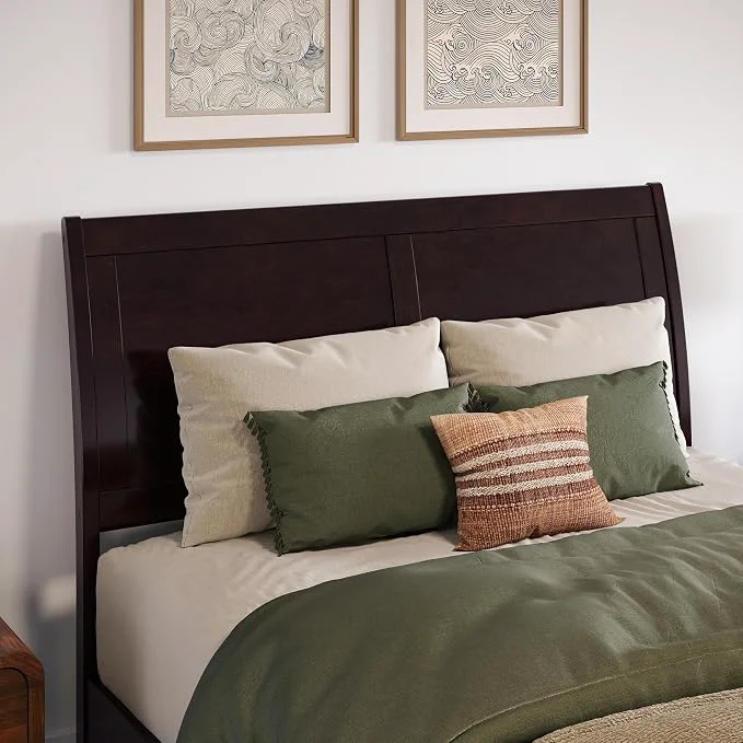 Fine Crafted AFI Portland Full Sleigh Solid Wood Panel Headboard Espresso Healthy